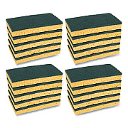 Boardwalk Medium-Duty Scrubbing Sponge, Individually Wrapped, 3.6 x 6.1, 0.75" Thick, Yellow/Green, 20/Carton (174)