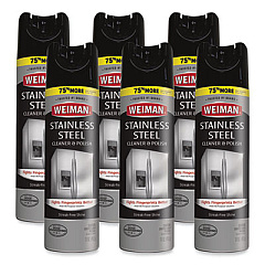 WEIMAN Stainless Steel Cleaner and Polish, 17 oz Aerosol, 6/Carton (49CT)