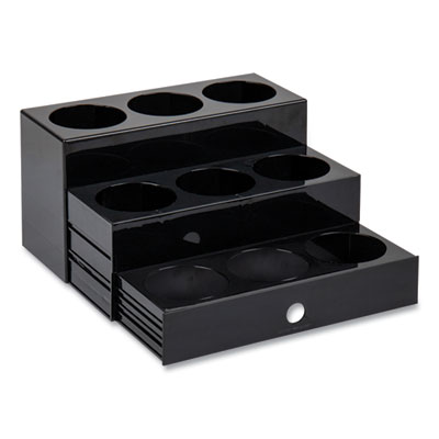 Mind Reader Foundation Collection 9-Compartment Nested Syrup Countertop Bottle Organizer, 12.5 x 5 x 7, Black (SYRUPH9BLK)