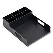 Mind Reader Network Collection Utensil, Napkin and Plate Countertop Organizer, 15.2 x 11.5 x 4.45, Plastic, Black (PSNAPUTBLK)