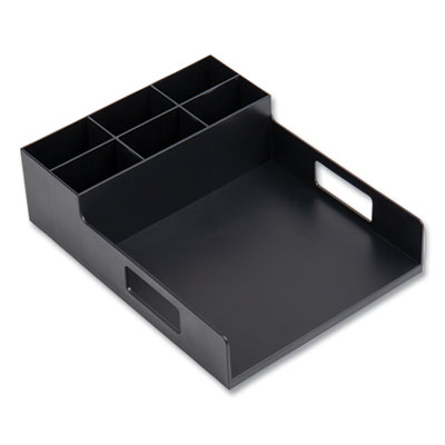 Mind Reader Network Collection Utensil, Napkin and Plate Countertop Organizer, 15.2 x 11.5 x 4.45, Plastic, Black (PSNAPUTBLK)