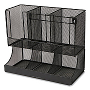 Mind Reader Network Collection 2-Tier 6-Compartment Coffee Cup and Condiment Countertop Organizer, 5 x 13 x 11.5, Black (UPMESHBLK)