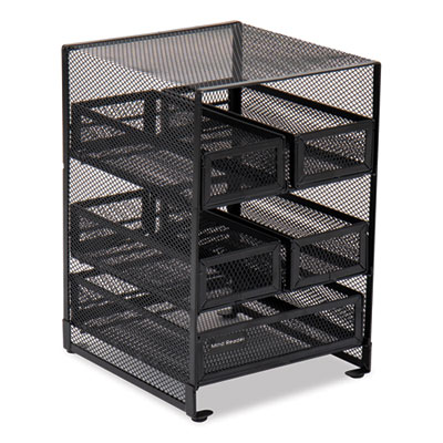 Mind Reader Network Collection 5-Compartment Tea Countertop Organizer, 6.75 x 7 x 10, Black (MMTDR5BLK)