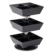 Mind Reader Anchor Collection 3-Tier 12-Compartment Tea and Condiment Carousel Countertop Organizer, 6.75 x 6.75 x 11.5, Black (TEASWIV3TBLK)