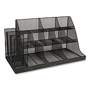 Mind Reader Network Collection 14-Compartment Coffee Cup and Condiment Countertop Organizer, 11.61 x 23.9 x 12.76, Black (CMG2MESHBLK)