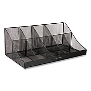 Mind Reader Network Collection 11-Compartment Coffee Cup and Condiment Countertop Organizer, 9.5 x 17.88 x 6.63, Black (COMORGMESHBL)