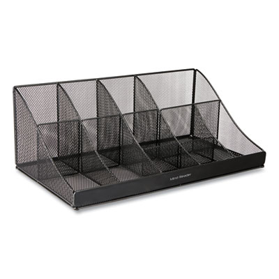 Mind Reader Network Collection 11-Compartment Coffee Cup and Condiment Countertop Organizer, 9.5 x 17.88 x 6.63, Black (COMORGMESHBL)
