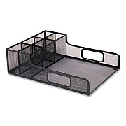 Mind Reader Network Collection Utensil, Napkin and Plate Countertop Organizer, 11.5 x 14.75 x 5.5, Metal, Black (PSNAMESHBLK)