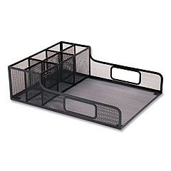Mind Reader Network Collection Utensil, Napkin and Plate Countertop Organizer, 11.5 x 14.75 x 5.5, Metal, Black (PSNAMESHBLK)