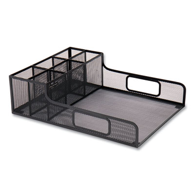 Mind Reader Network Collection Utensil, Napkin and Plate Countertop Organizer, 11.5 x 14.75 x 5.5, Metal, Black (PSNAMESHBLK)