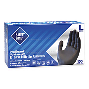 Safety Zone ProGuard Powder Free Nitrile Gloves, Powder-Free, Large, 3.5 mil Thick, 9.65" Long, Black, 100/Box, 10 Boxes/Carton (GNPRLGBK)