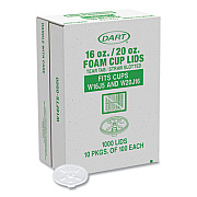Dart Lids for Foam Cups and Containers, Fits 16 oz/20 oz Hot Cups, Plastic, Translucent, 1,000/Carton (W16FTS)
