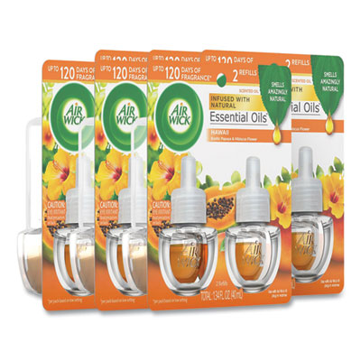 Air Wick Scented Oil Twin Refill, Hawai'i Exotic Papaya/Hibiscus Flower, 0.67 oz, 2/Pack, 6 Packs/Carton (85175CT)