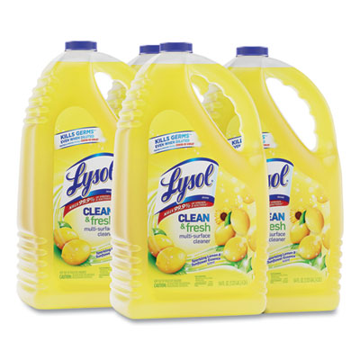 LYSOL Brand Clean and Fresh Multi-Surface Disinfectant Cleaner, Sparkling Lemon and Sunflower Essence, 144 oz Bottle, 4/Carton (77617)