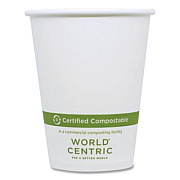 World Centric Paper Hot Cups, 8 oz, White, 1,000/Carton (CUPA8)