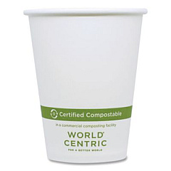 World Centric Paper Hot Cups, 8 oz, White, 1,000/Carton (CUPA8)