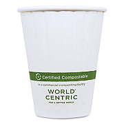World Centric Double Wall Paper Hot Cups, 8 oz, White, 1,000/Carton (CUPA8D)