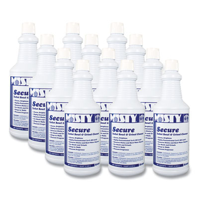 Misty Secure Hydrochloric Acid Bowl Cleaner, Mint Scent, 32oz Bottle, 12/Carton (1038801)