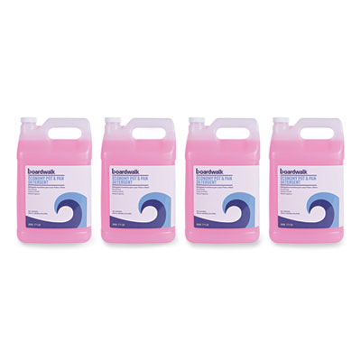 Boardwalk Industrial Strength Pot and Pan Hand Dishwashing Detergent, Herbal Scent, 1 gal Bottle, 4/Carton (77128)