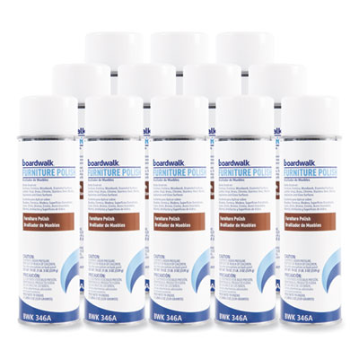 Boardwalk Furniture Polish, Lemon Scent, 19 oz Aerosol Spray, 12/Carton (346ACT)