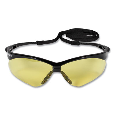 KleenGuard Nemesis Safety Glasses, Black Half Frame, Amber Dual Lens (25659)