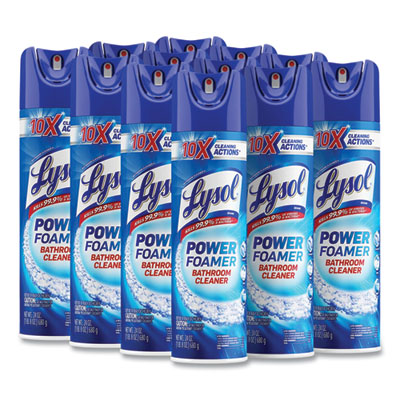 LYSOL Brand Power Foam Bathroom Cleaner, 24 oz Aerosol Spray, 12/Carton (02569CT)
