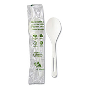 World Centric TPLA Wrapped Cutlery, Soup Spoon, Plastic, Light Beige, 750/Carton (SOPSI)