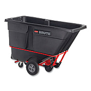 Rubbermaid Commercial 1 cu yd BRUTE Forkliftable Rotomolded Tilt Truck, Standard Duty, 1,250 lb Capacity, Black/Red (131542BLA)