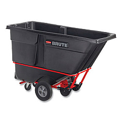 Rubbermaid Commercial 1 cu yd BRUTE Forkliftable Rotomolded Tilt Truck, Standard Duty, 1,250 lb Capacity, Black/Red (131542BLA)