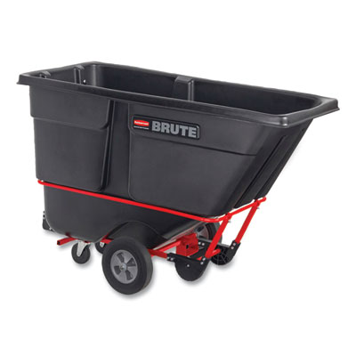 Rubbermaid Commercial 1 cu yd BRUTE Forkliftable Rotomolded Tilt Truck, Standard Duty, 1,250 lb Capacity, Black/Red (131542BLA)