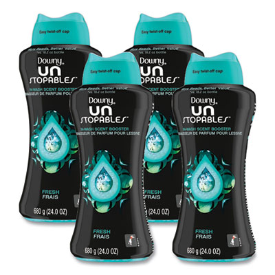 Downy Unstopables In-Wash Scent Booster Beads, Fresh Scent, 24 oz Pour Bottle, 4/Carton (08726)
