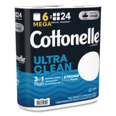 Cottonelle Ultra CleanCare Toilet Paper, Strong Tissue, Septic Safe, 1-Ply, White, 284 Sheets/Roll, 6 Rolls/Pack, 36 Rolls/Carton (55699)