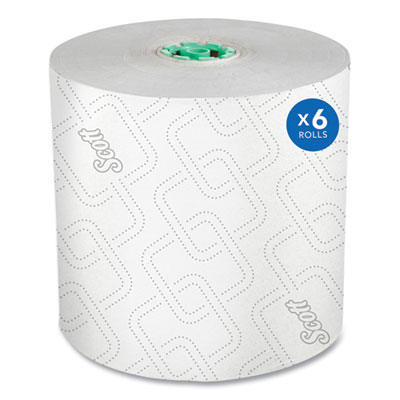 Pro Hard Roll Paper Towels with Elevated Scott Design for Scott Pro Dispenser, Green Core Only, 1-Ply, 1,150 ft, 6 Rolls/CT (25700)