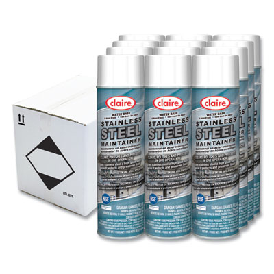 Claire Stainless Steel Maintainer, Lemon Scent, 16 oz Aerosol Spray, Dozen (844)