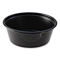 Fabri-Kal Portion Cups, 1.5 oz, Squat, Plastic, Black, 250/Sleeve, 10 Sleeves/Carton (PC150SB)