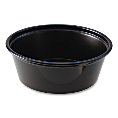 Fabri-Kal Portion Cups, 1.5 oz, Squat, Plastic, Black, 250/Sleeve, 10 Sleeves/Carton (PC150SB)