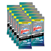 Windex Electronics-Cleaner Wipes, 1-Ply, 7 x 10, Neutral Scent, White, 25/Pack, 12 Packs/Carton (319248)