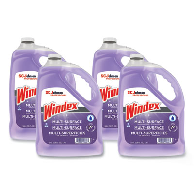 Windex Non-Ammoniated Glass/Multi Surface Cleaner, Pleasant Scent, 128 oz Bottle, 4/CT (697262)