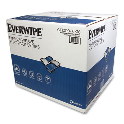 Everwipe Premium Linen-Like Guest Towel Napkins Flat Pack, 2-Ply, 16 x 16, White, 1,000/Carton (GT100016X16)
