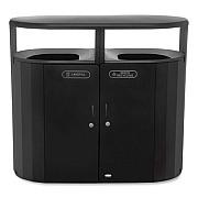 Rubbermaid Commercial RESIST Dual Stream Waste and Recycling Container, 46 gal, Metal, Black (2184980)
