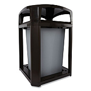 Rubbermaid Commercial Landmark Series Classic Dome Top Container and Ashtray, 35 gal, Resin, Black (FG397001BLA)