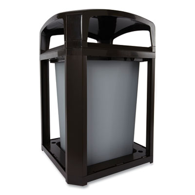 Rubbermaid Commercial Landmark Series Classic Dome Top Container and Ashtray, 35 gal, Resin, Black (FG397001BLA)