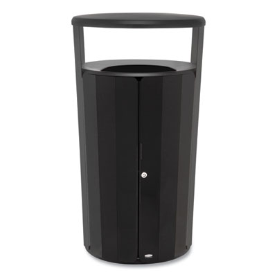 Rubbermaid Commercial RESIST Round Waste Container, 33 gal, Metal, Black (2185041)