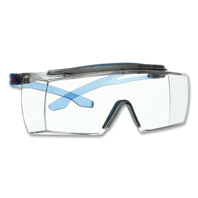 3M SecureFit 3700 Protective Eyewear, Blue Half Frame OTG, Clear Single Lens (SF3701XSGAB)