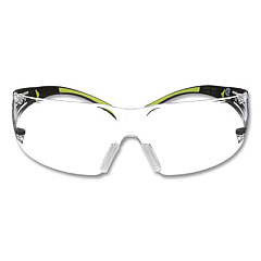 3M SecureFit 400 Protective Eyewear, Frameless, Green Arms, Clear Single Lens (SF401AF)
