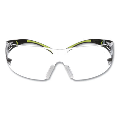3M SecureFit 400 Protective Eyewear, Frameless, Green Arms, Clear Single Lens (SF401AF)