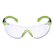 3M Solus 1000 Series Safety Glasses, Frameless, Black/Green Arms, Clear Single Lens (S1201SGAF)