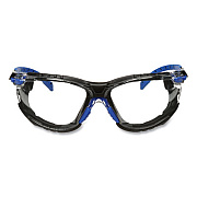 3M Solus 1000 Series Safety Glasses, Frameless, Black/Blue Arms, Clear Single Lens (S1101SGAFKT)