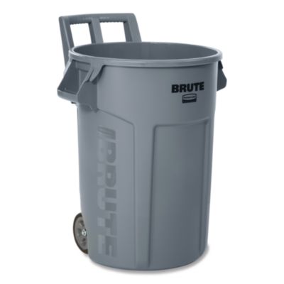Rubbermaid Commercial Vented Wheeled BRUTE Container, 32 gal, Plastic, Gray (2179403)