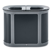 Rubbermaid Commercial ENHANCE PILL Dual Stream Waste Receptacle, (2) 23 gal Capacity Bins, Metal, Umbra Gray/Pearl Gray (2172843)